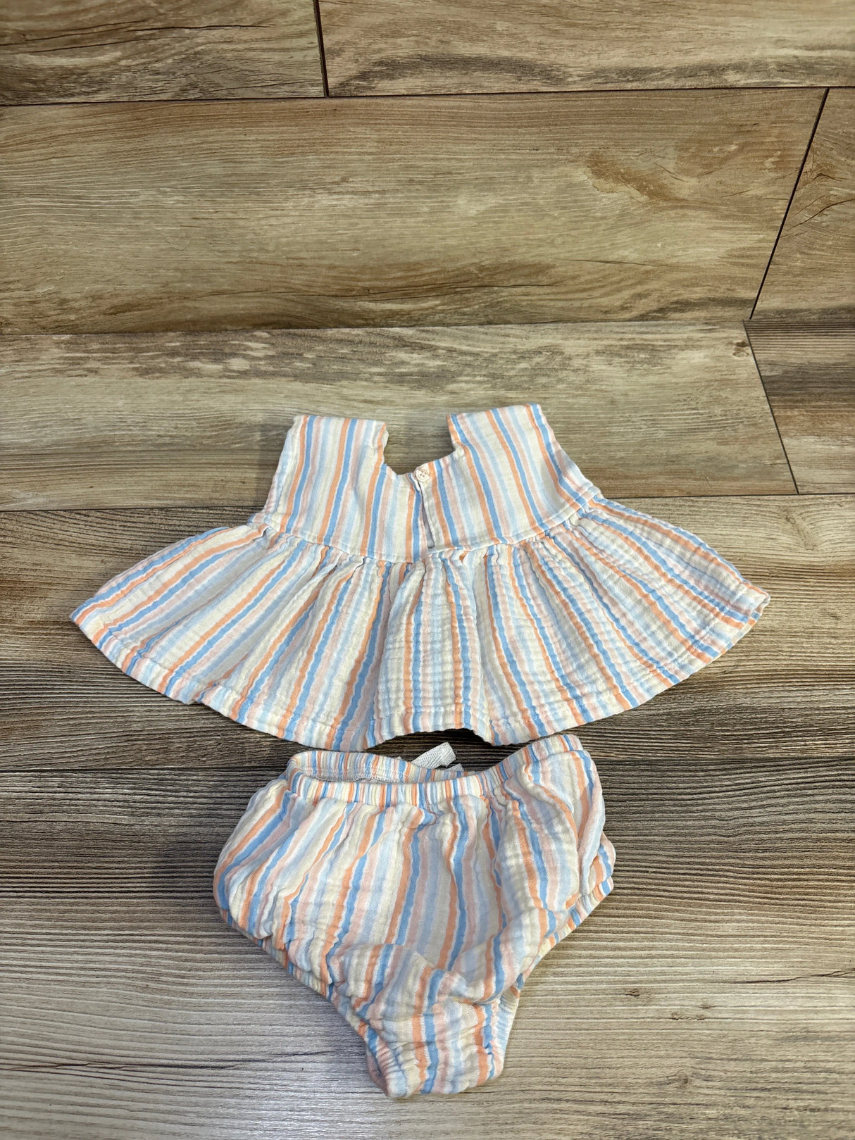 Btween 2pc Embroidered Striped Top & Bloomers Set White sz 12m