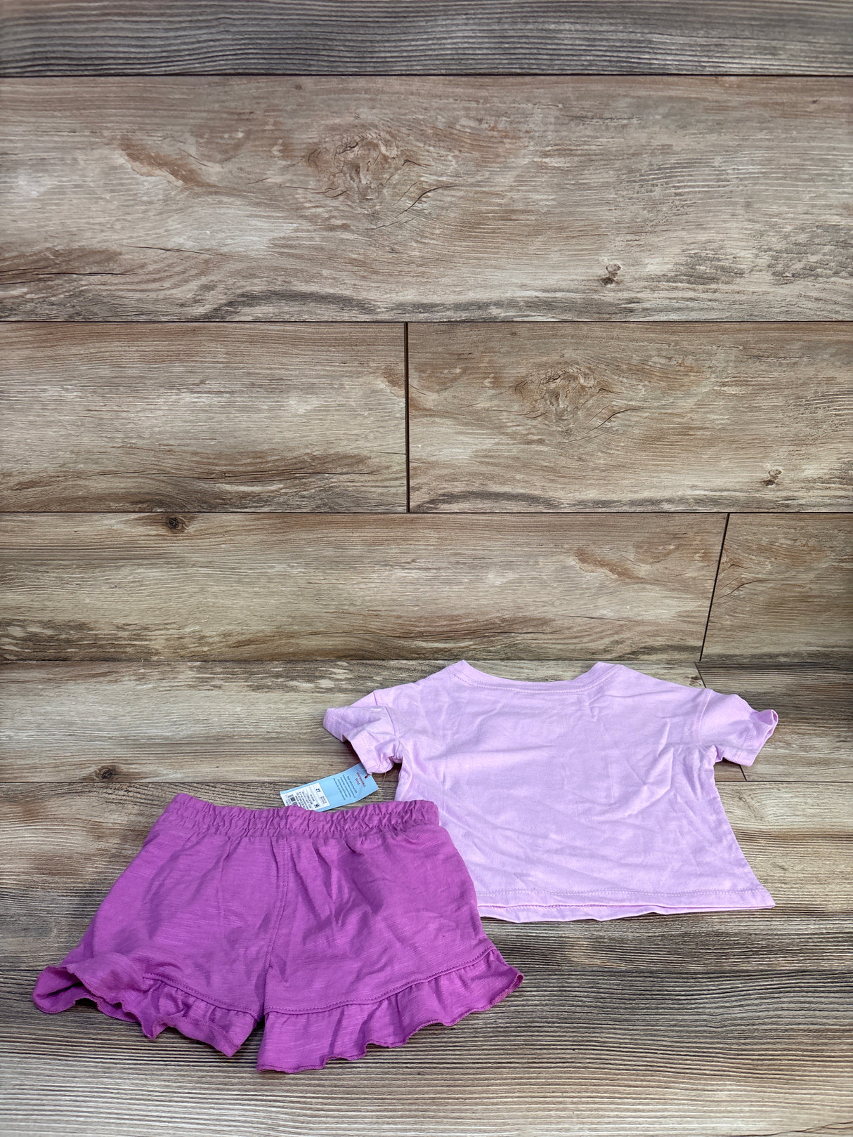 NEW Cat & Jack 2pc Beach Grid T-Shirt & Shorts Set Lilac sz 2T