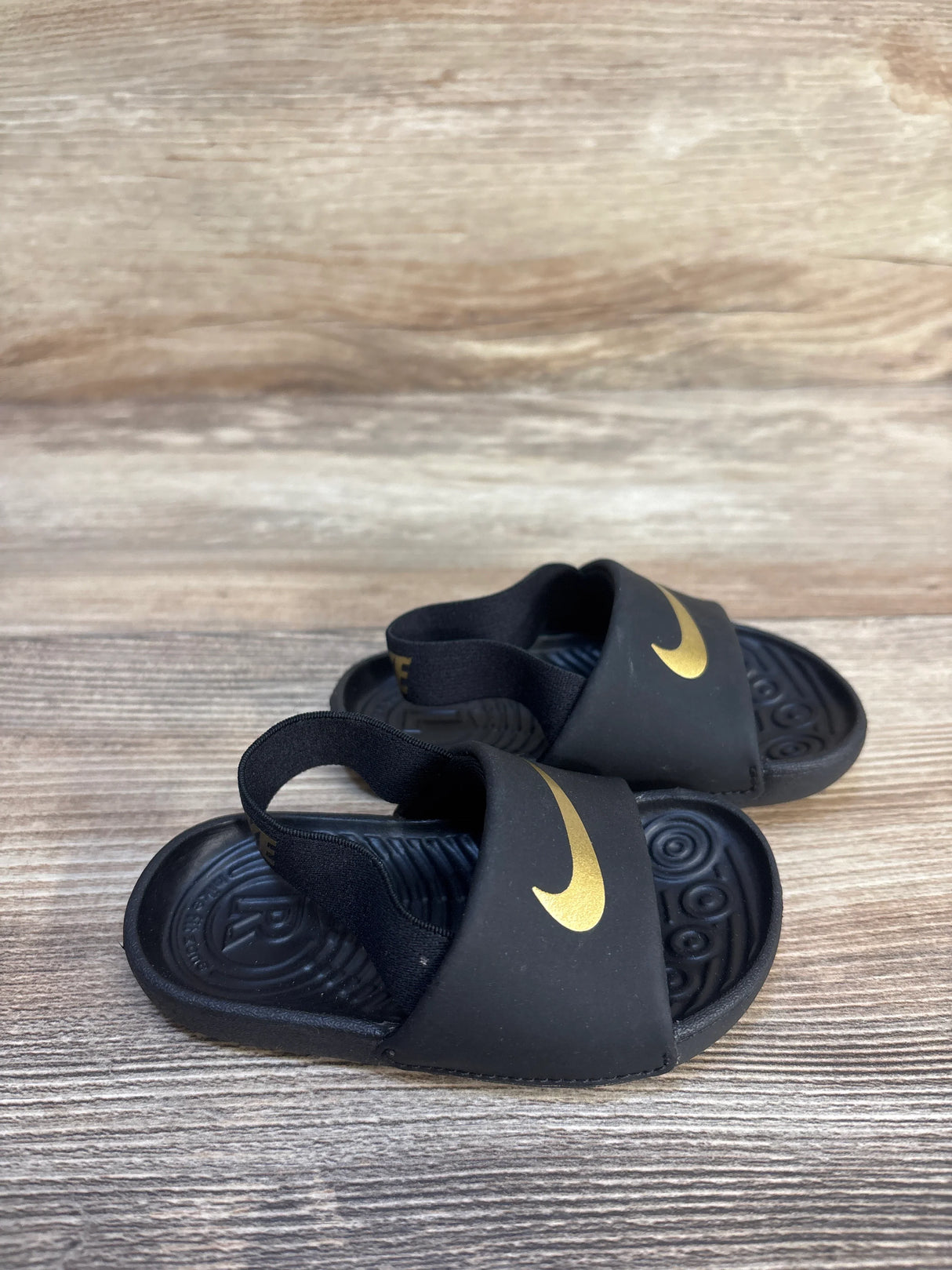 Nike Kawa Slide TD 'Black Metallic Gold' sz 6c