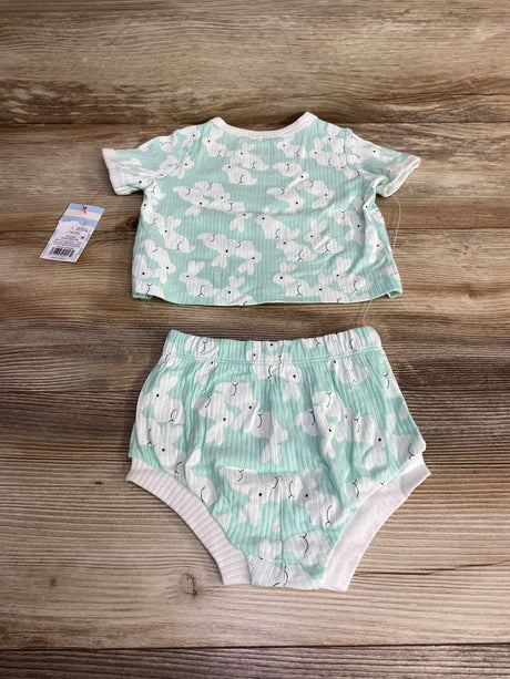 NEW Cat & Jack 2pc Bunny Print Shirt & Shorts Mint sz 6-9m - Me n Mommy To Be