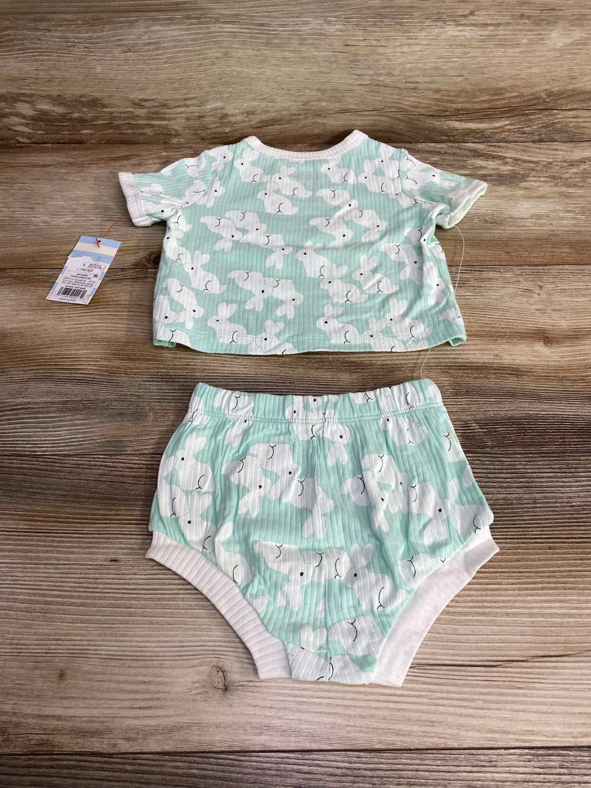 NEW Cat & Jack 2pc Bunny Print Shirt & Shorts Mint sz 6-9m - Me n Mommy To Be