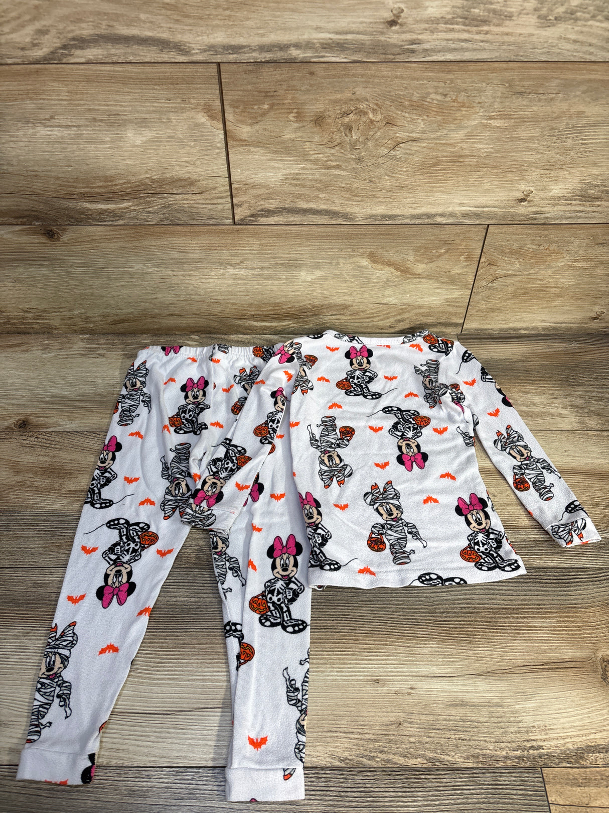 Disney 2pc Minnie Mouse Halloween Pajama Set White sz 4T