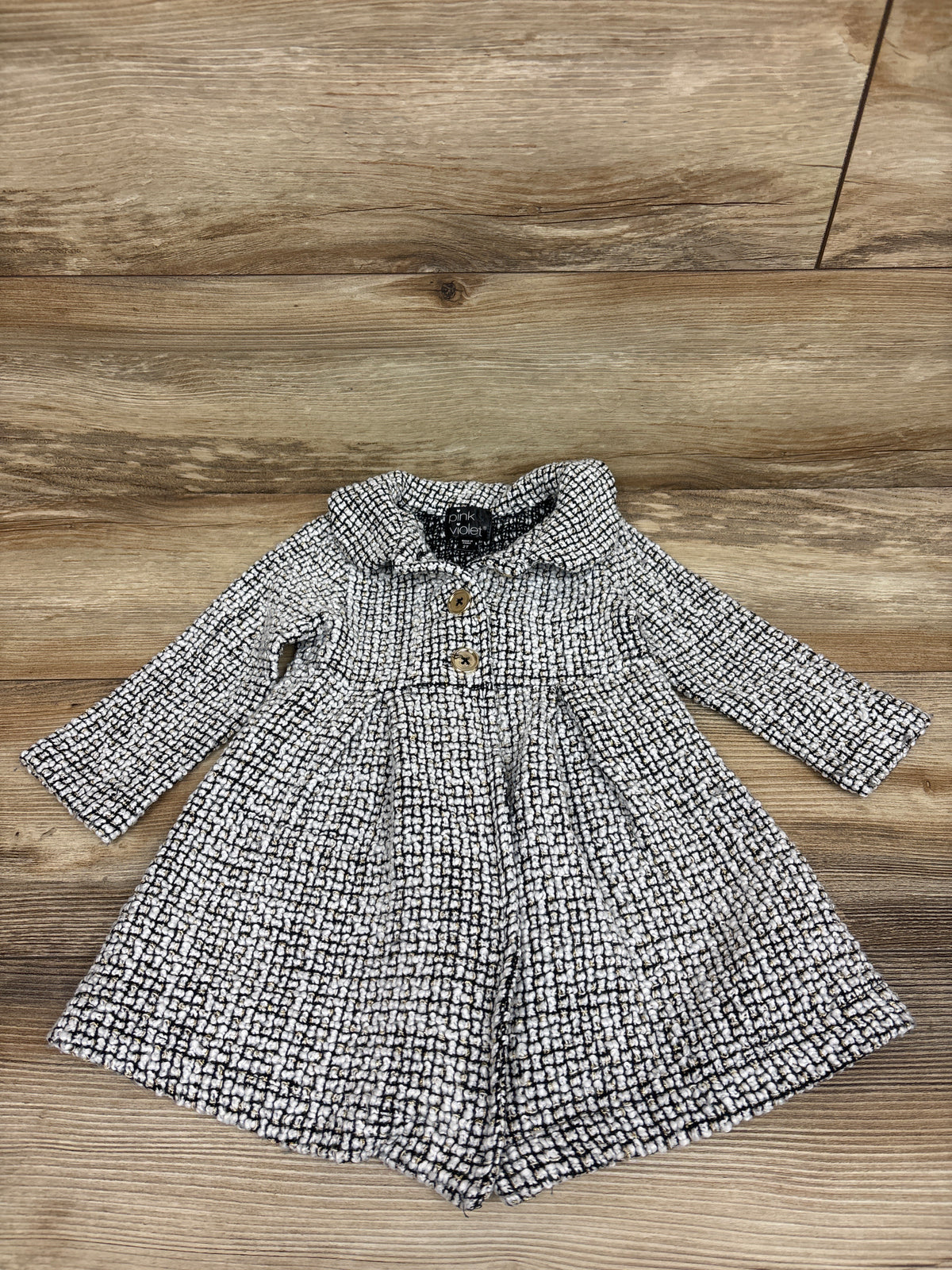 Pink & Violet Tweed Pea Coat White sz 2T