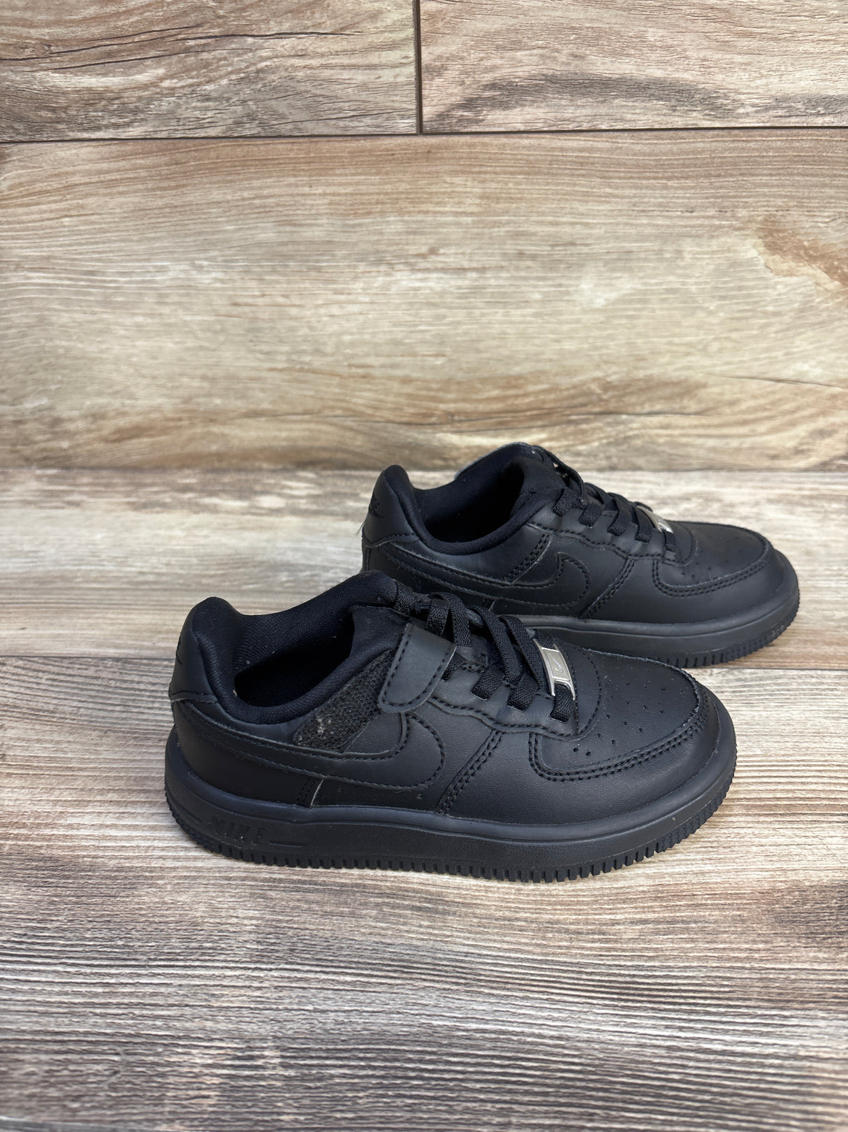 Nike Force 1 Low EasyOn PS 'Triple Black' Sneakers sz 10c