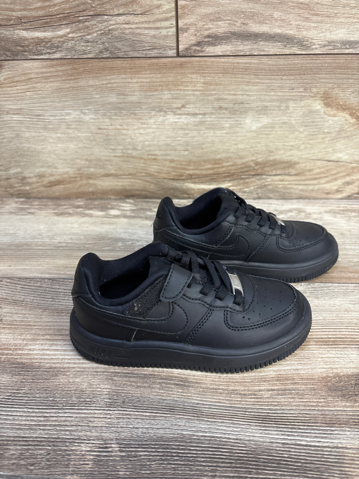 Nike Force 1 Low EasyOn PS 'Triple Black' Sneakers sz 10c