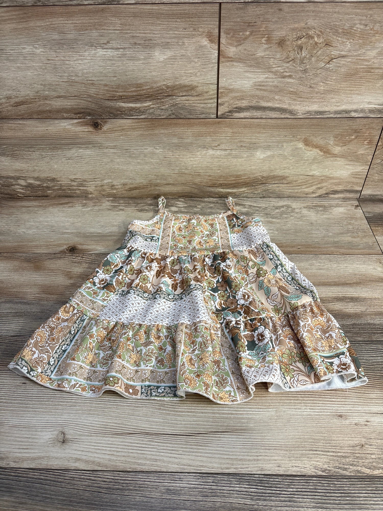 Tullabee Floral Tiered Dress Beige sz 2T - Me n Mommy To Be