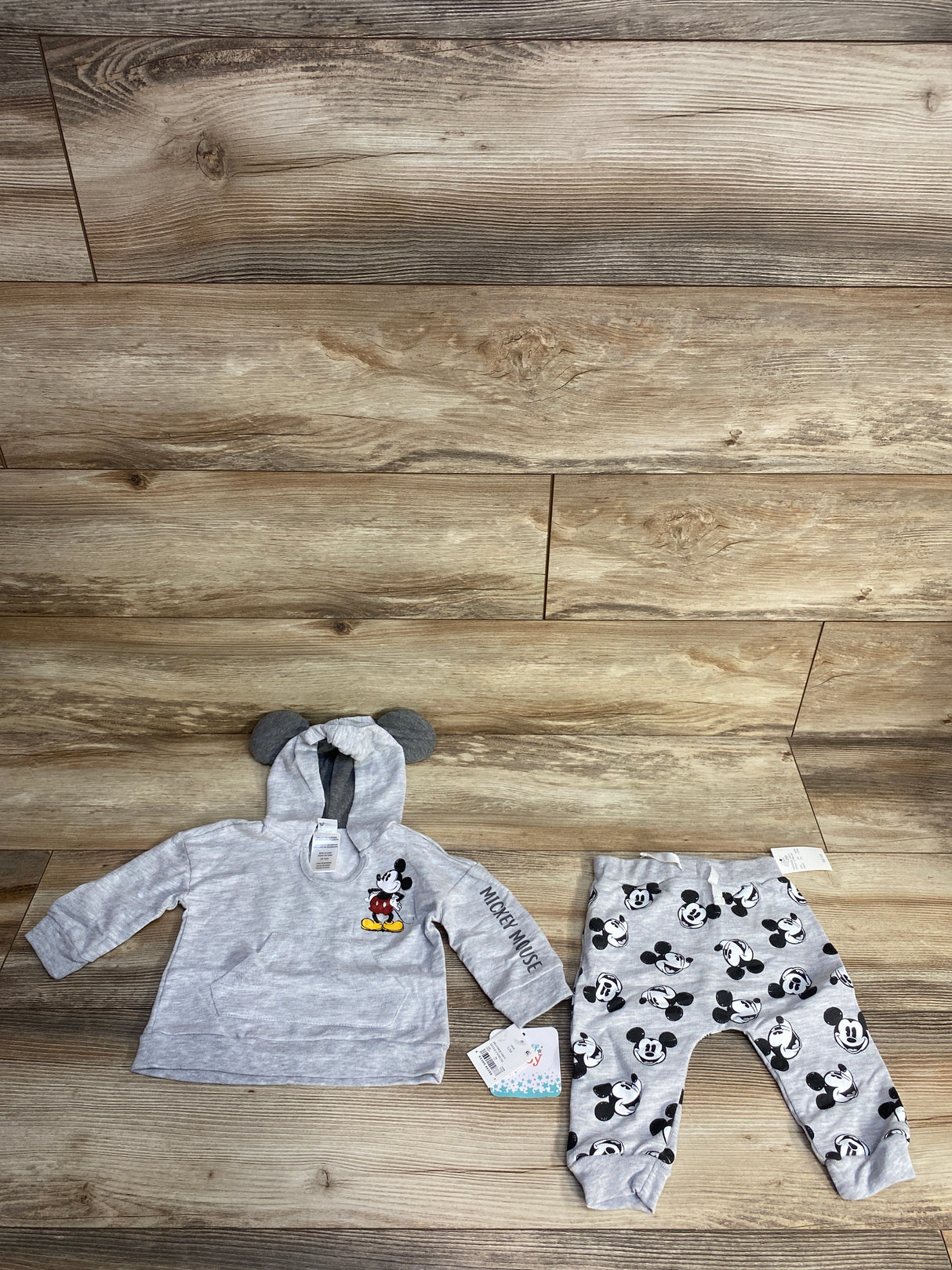 NEW Disney Baby 2pc Mickey Mouse Pull Over Sweater & Joggers Grey sz 12m