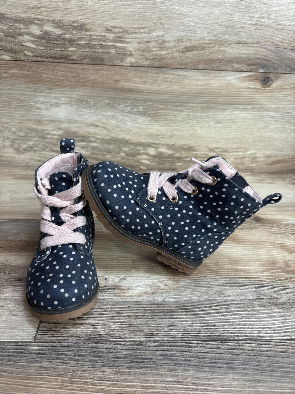 Cat & Jack Giovanna Lace-Up Combat Boots Polka Dot sz 7c