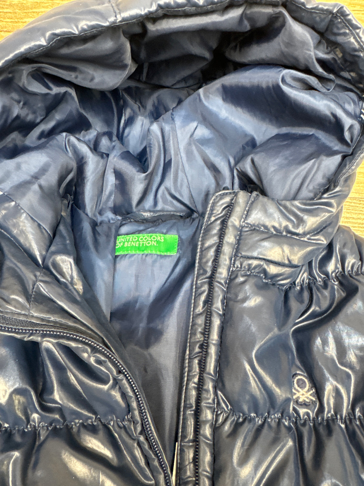 United Colors of Benetton Hooded Puffer Jacket Navy sz 12-18m
