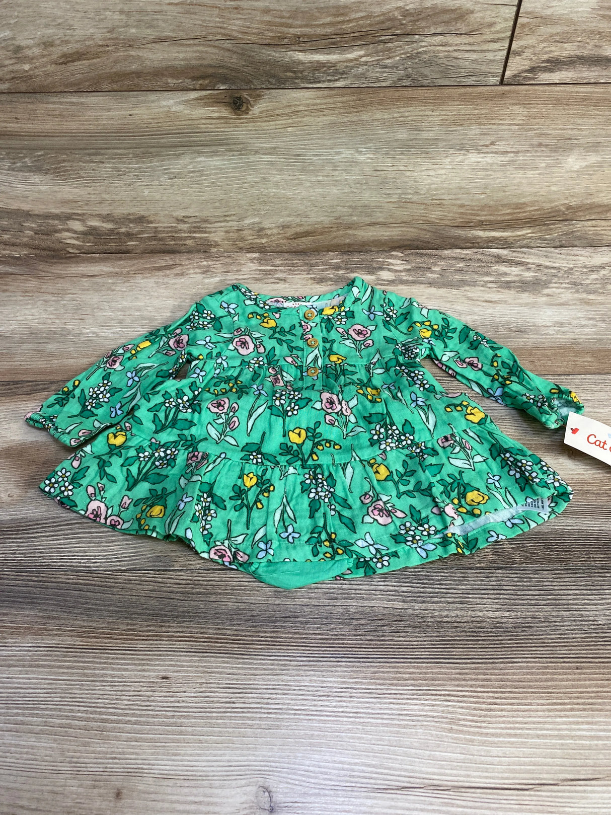 NEW Cat & Jack Floral Henley Dress & Bloomers Green sz 3-6m - Me n Mommy To Be