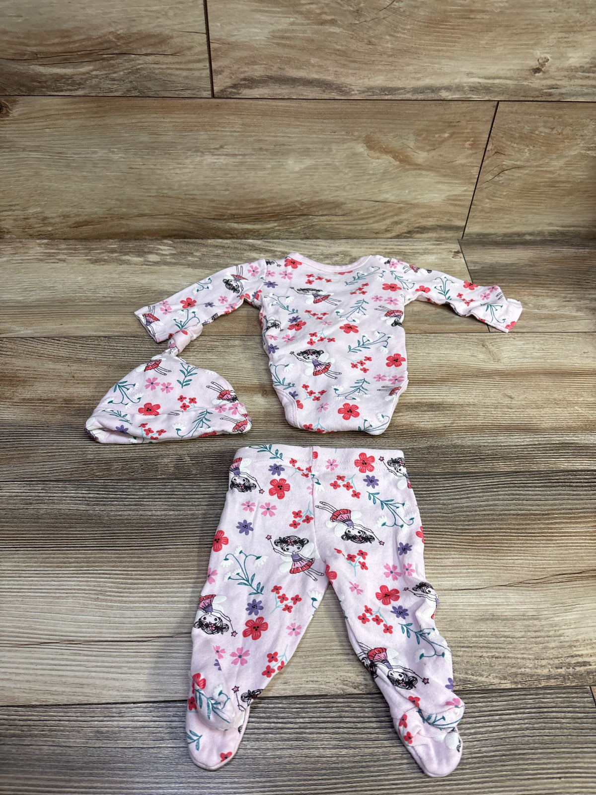 Koala Baby 3pc Kimono Bodysuit, Pants, & Hat Set Pink sz Newborn