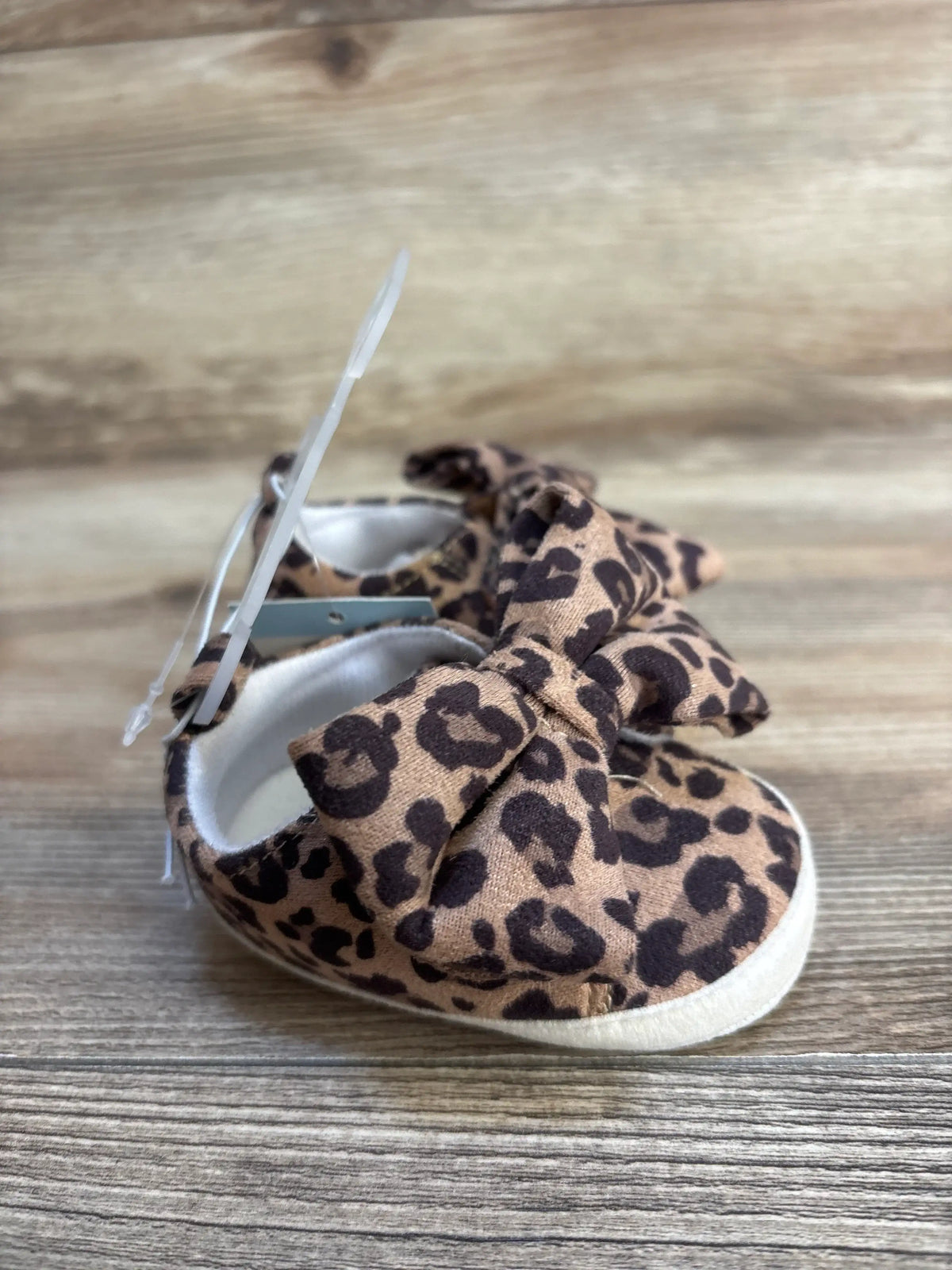 Leopard print baby shoes with bow, soft sole for infants, resale kids clothing