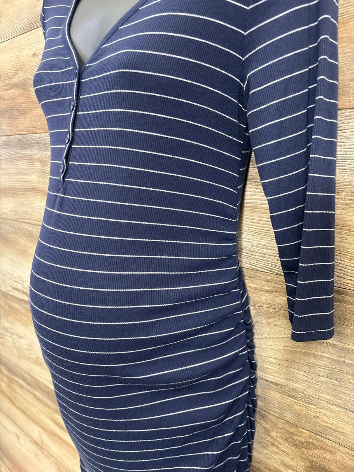 Isabel Maternity Striped Bodycon Dress Navy sz Small