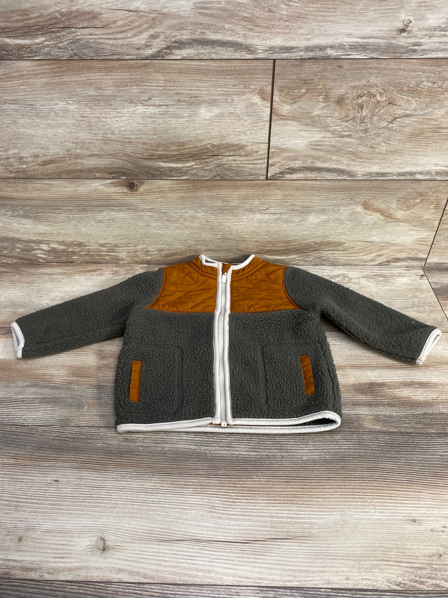 Old Navy Sherpa Quilted Full Zip Jacket Green sz 18-24m