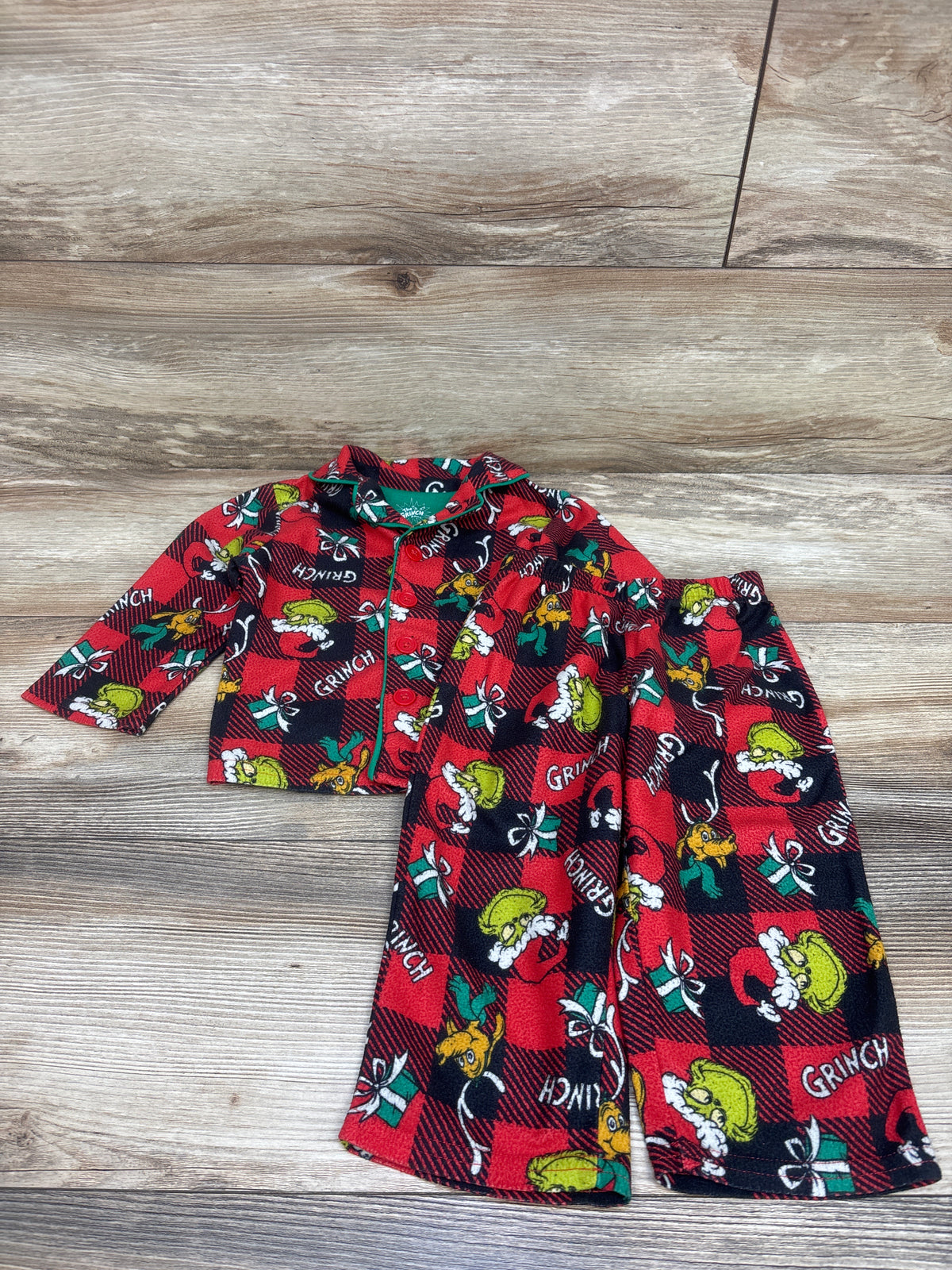 The Grinch 2pc Coat Style Pajama Set Red sz 18m