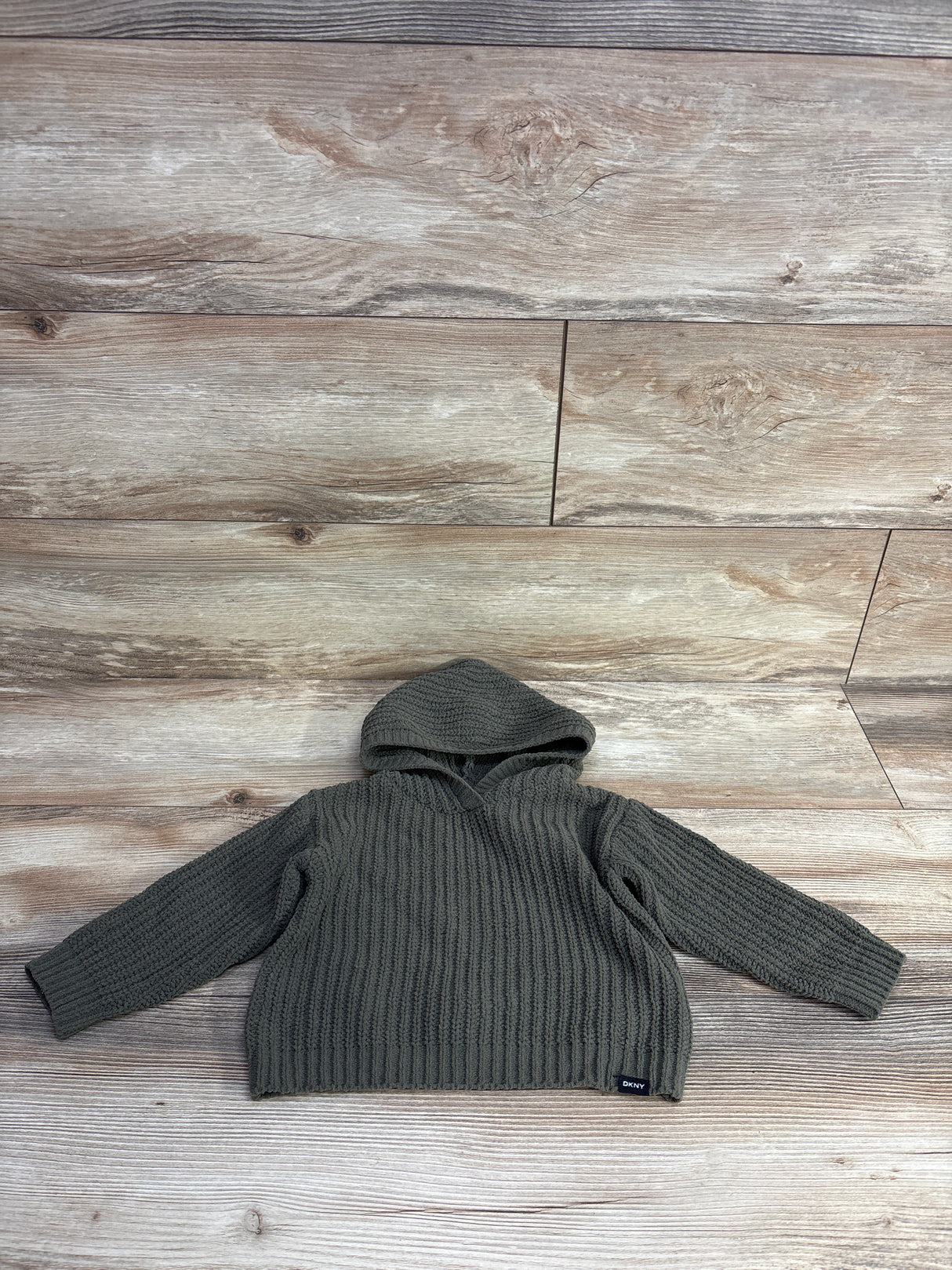 DKNY Chunky Knit Hooded Sweater Green sz 18m