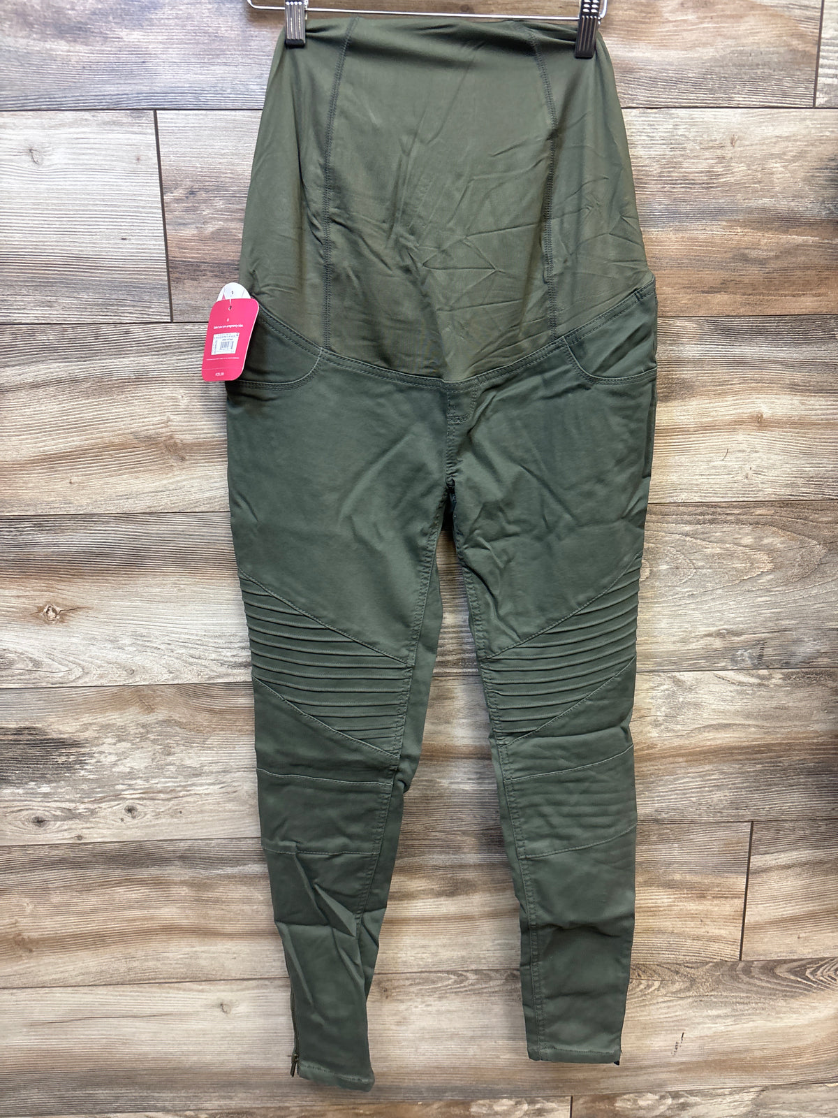 NEW Isabel Maternity Crossover Panel Utility Jeggings Olive Green sz 0/XS