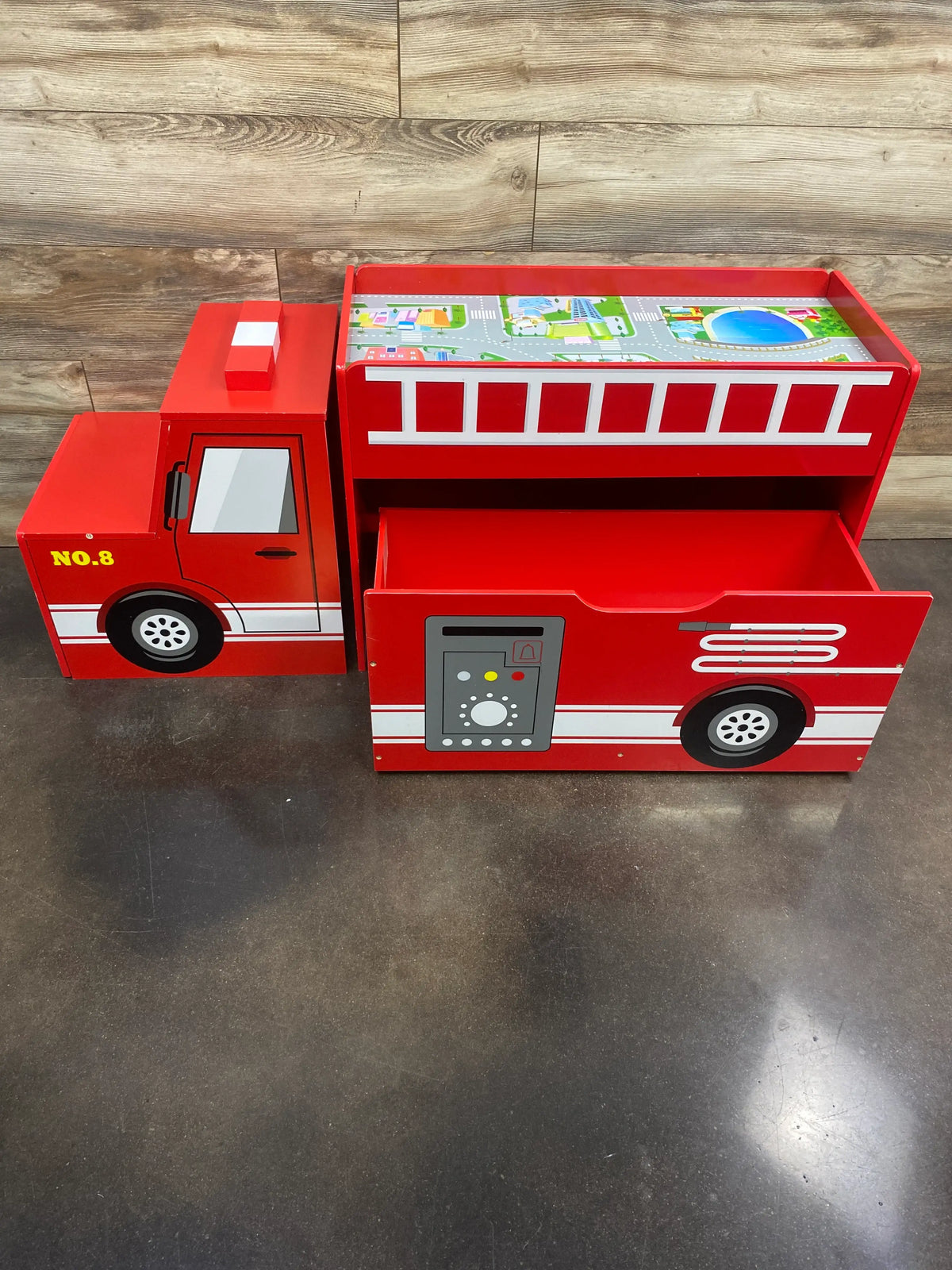 5 Piece Fire Engine Toy Box & Play Center