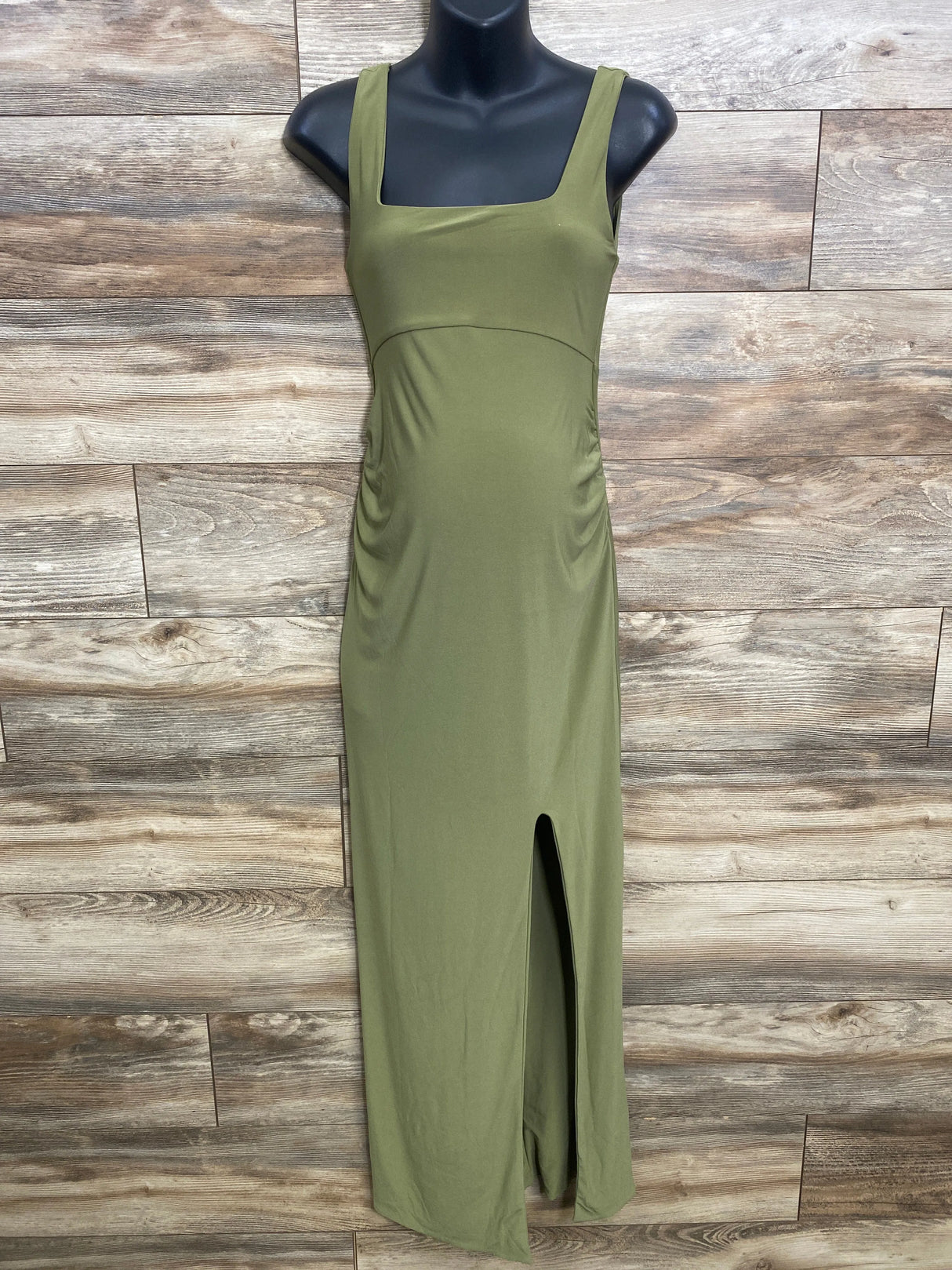 NEW Club L Maternity Avril Square Neck Maxi Dress Olive sz 6/Small - Me n Mommy To Be