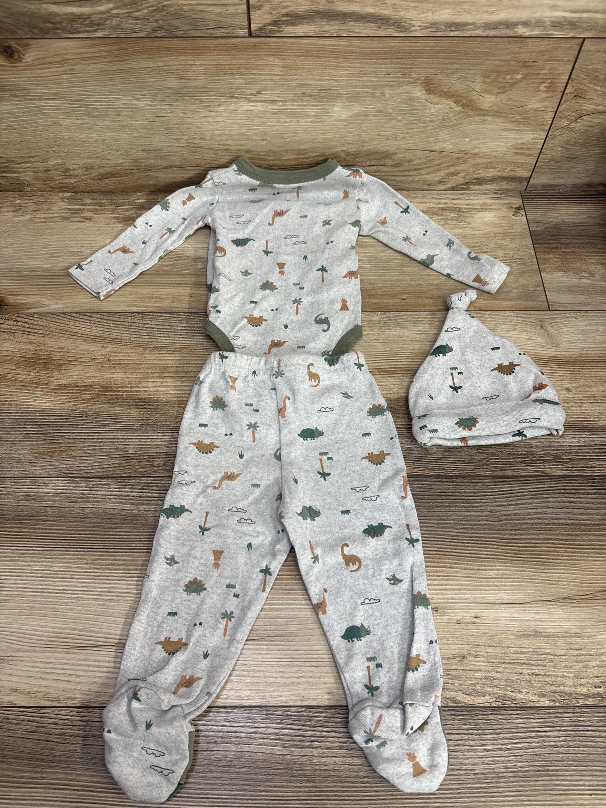 Koala Baby 3pc Kimono Dinosaur Bodysuit Set Grey sz 0-3m