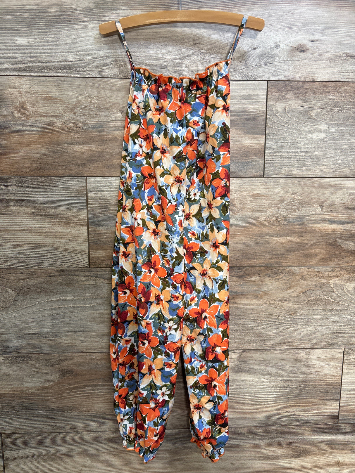 Shein Floral Tank Jumpsuit Orange sz 5T