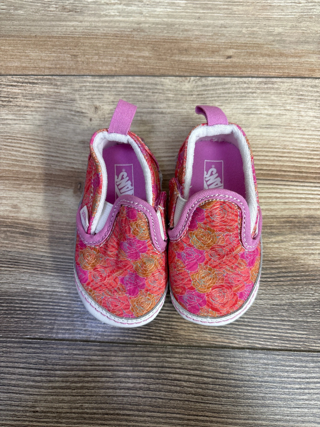 Vans Slip-On V Crib Shoes Floral Pink sz 3c