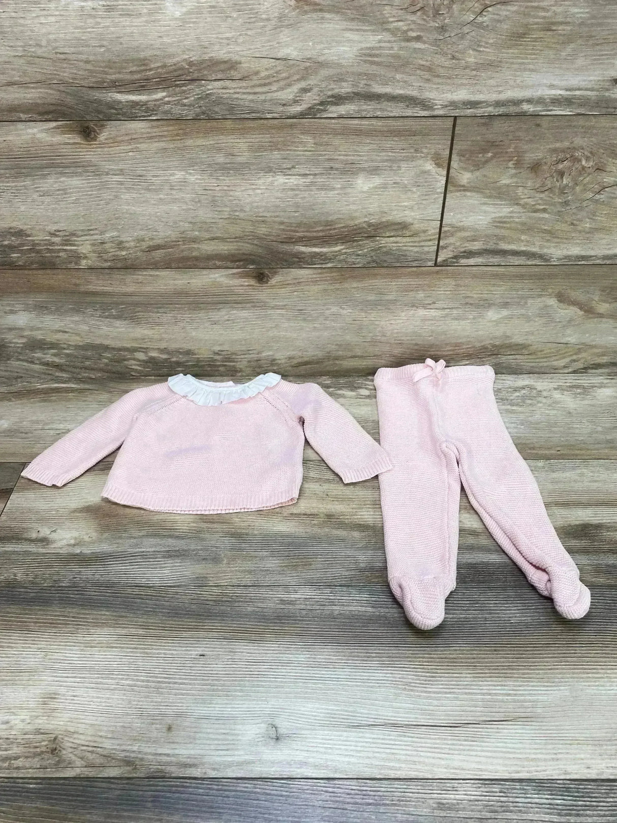 Hope & Henry 2pc Ruffle Collar Sweater Set Pink sz 3-6m - Me n Mommy To Be