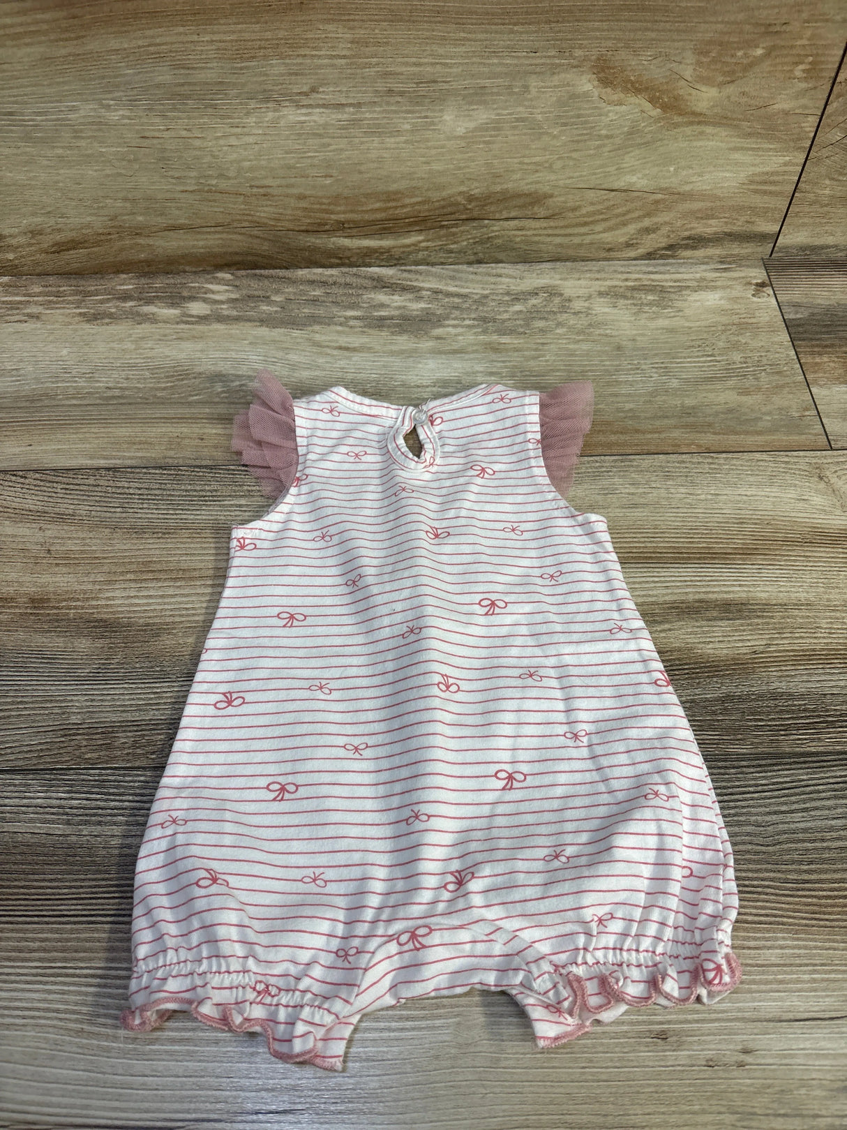 Chick Pea Striped Shortie Romper White sz 0-3m