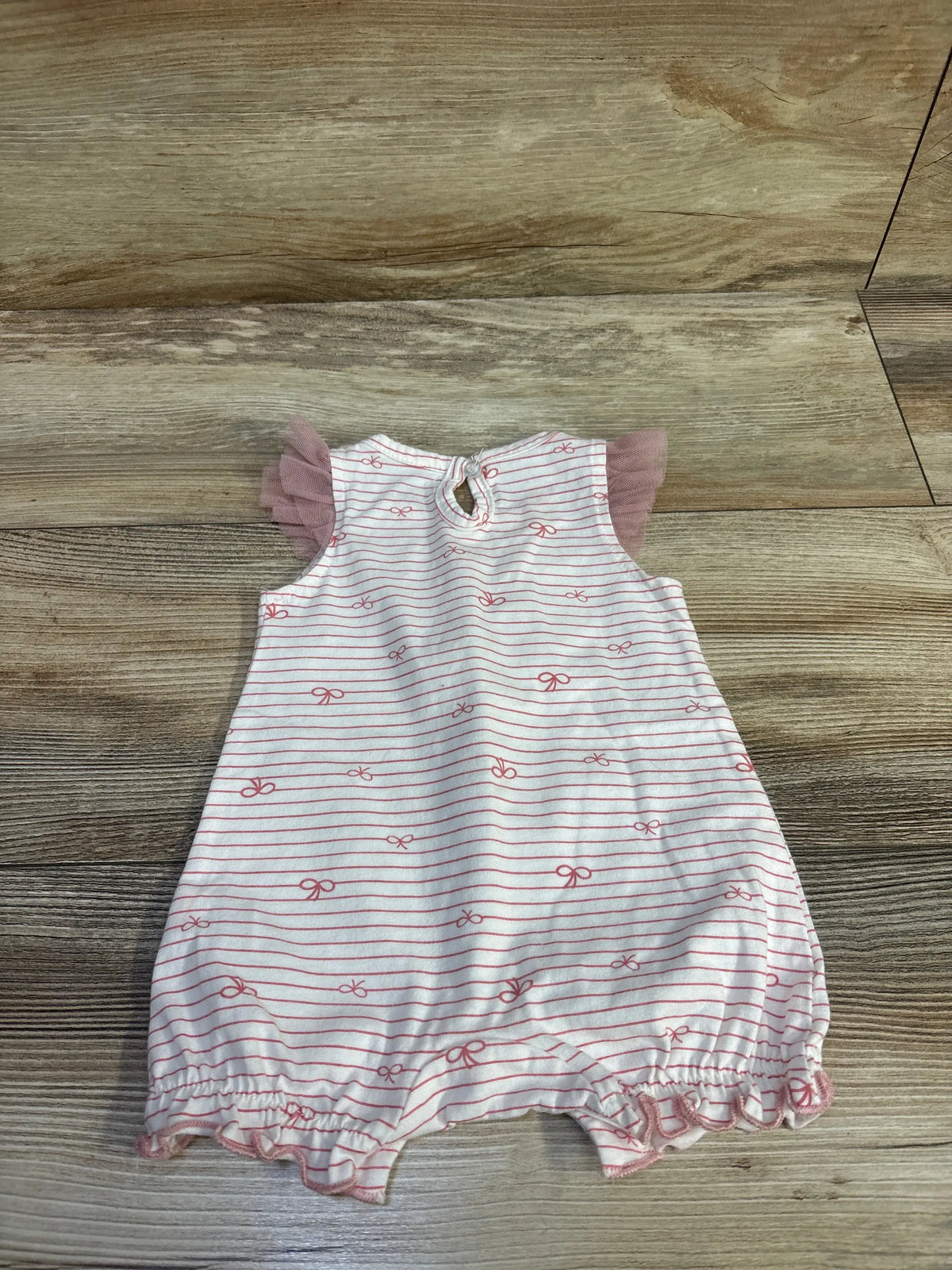 Chick Pea Striped Shortie Romper White sz 0-3m