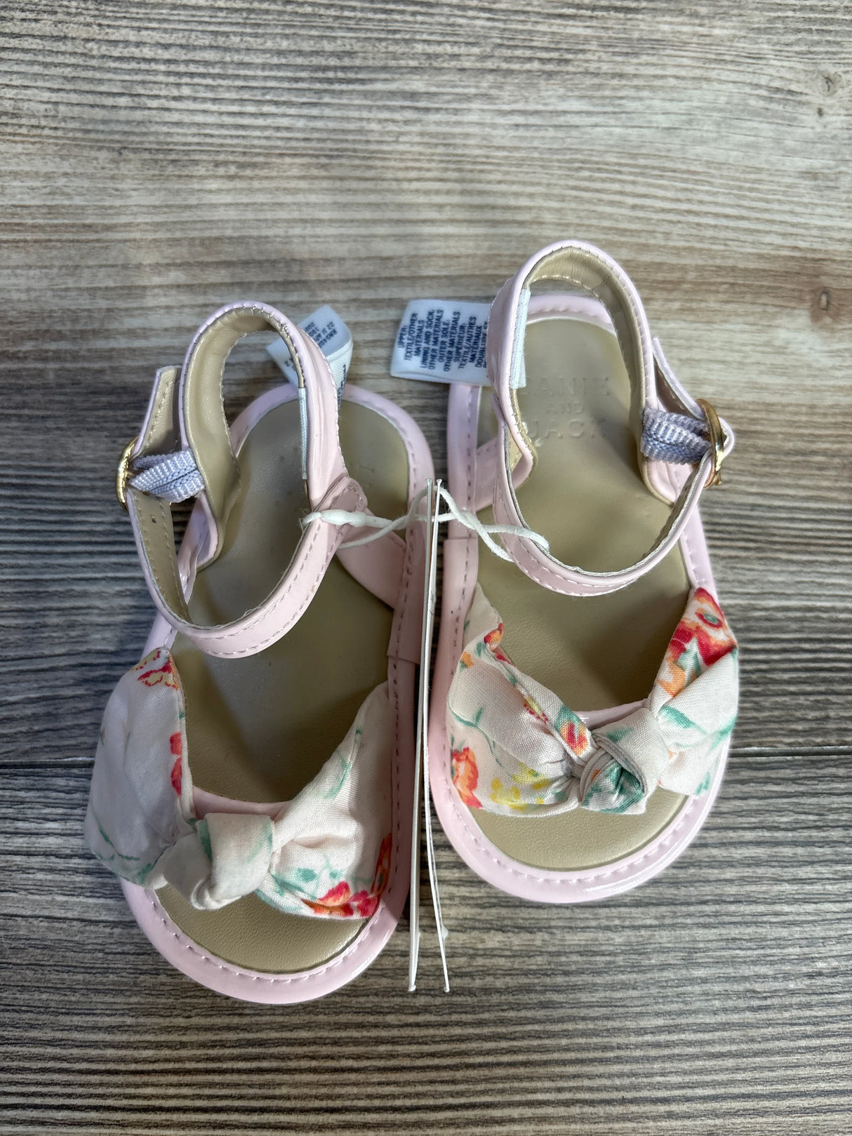 NEW Janie & Jack Floral Bow Sandals Pink sz 4/5c