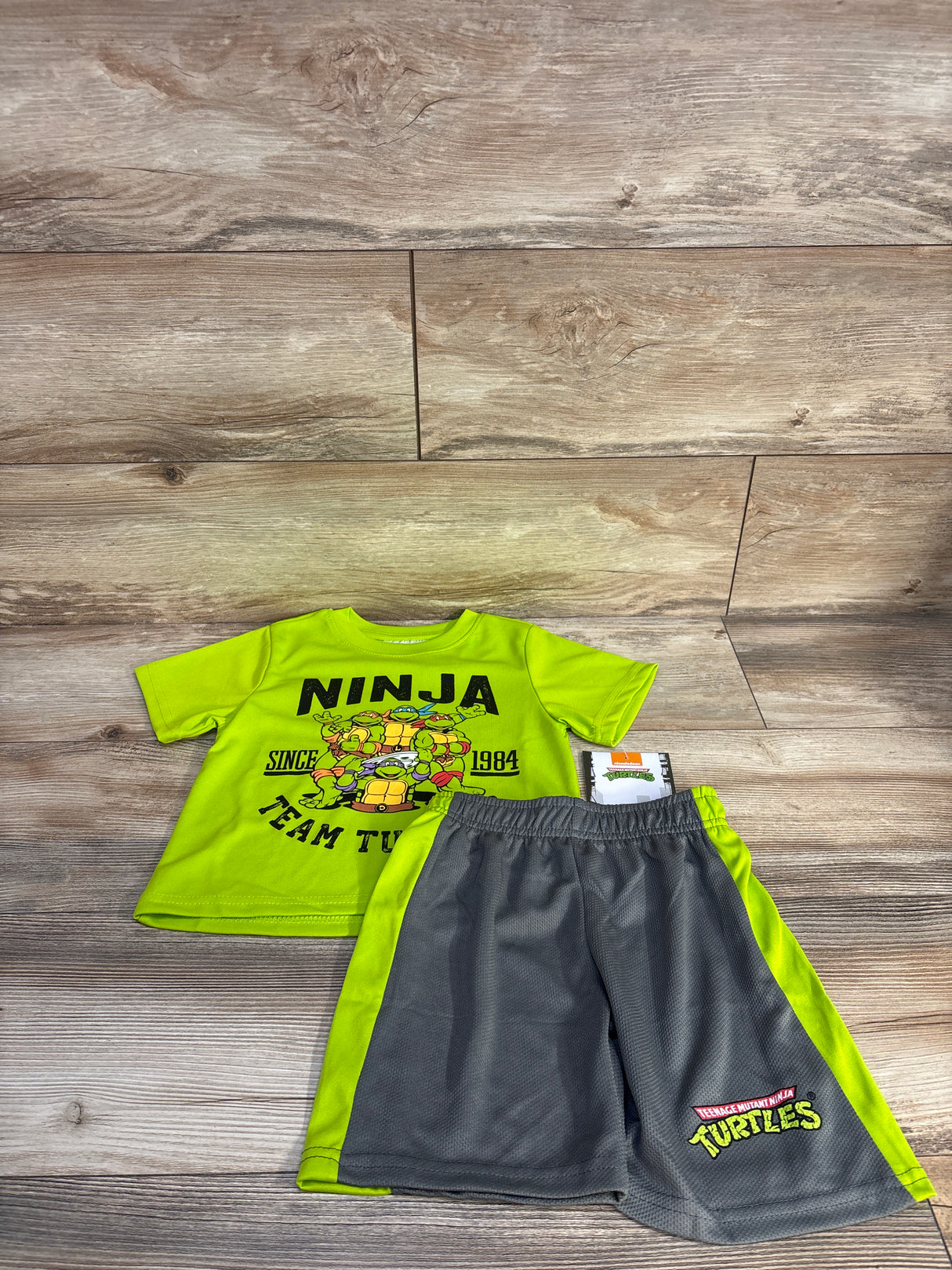 NEW Nickelodeon Teenage Mutant Ninja Turtles 2pc Shirt & Shorts set Green sz 3T