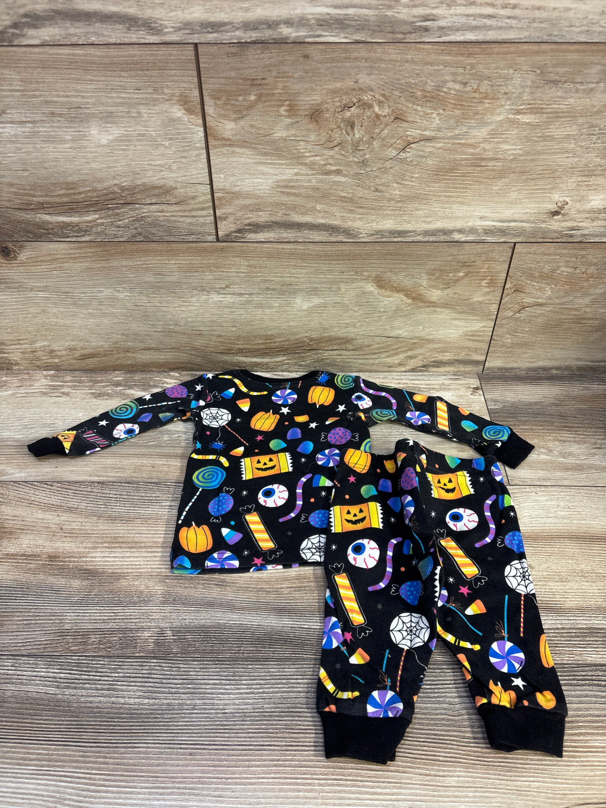 Children's Place 2pc Halloween Candy Pajama Set Black sz 3-6m