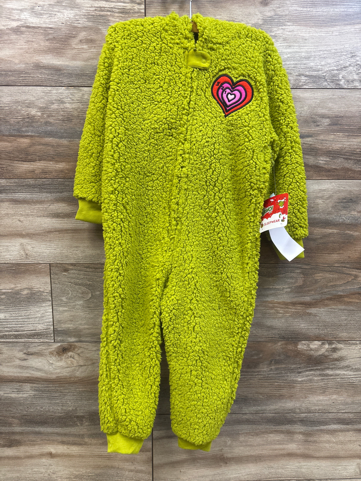 NEW Dr. Seuss The Grinch Plush Hooded Coverall Green sz 4/5T