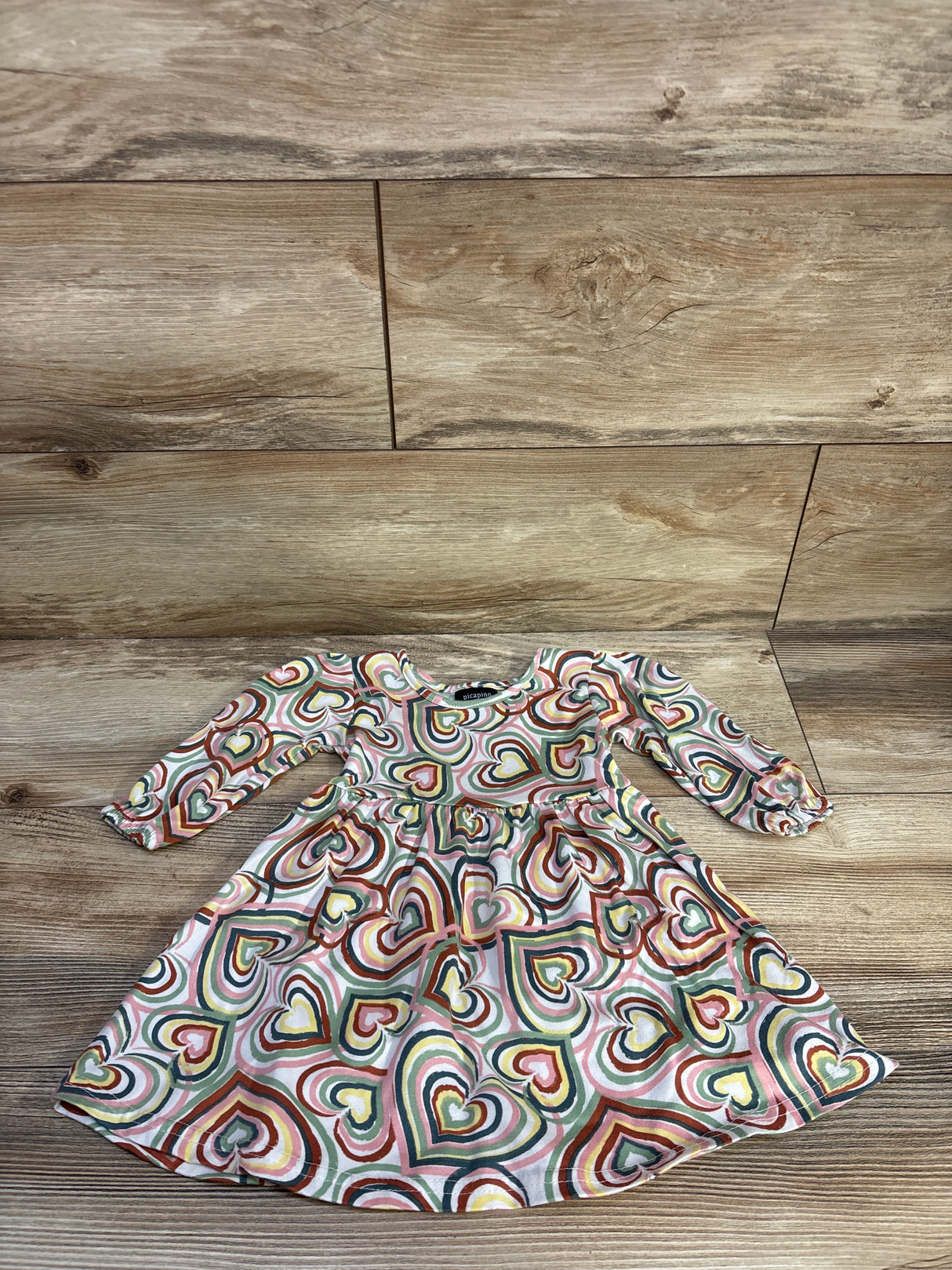 Picapino Heart Print Dress White sz 12m