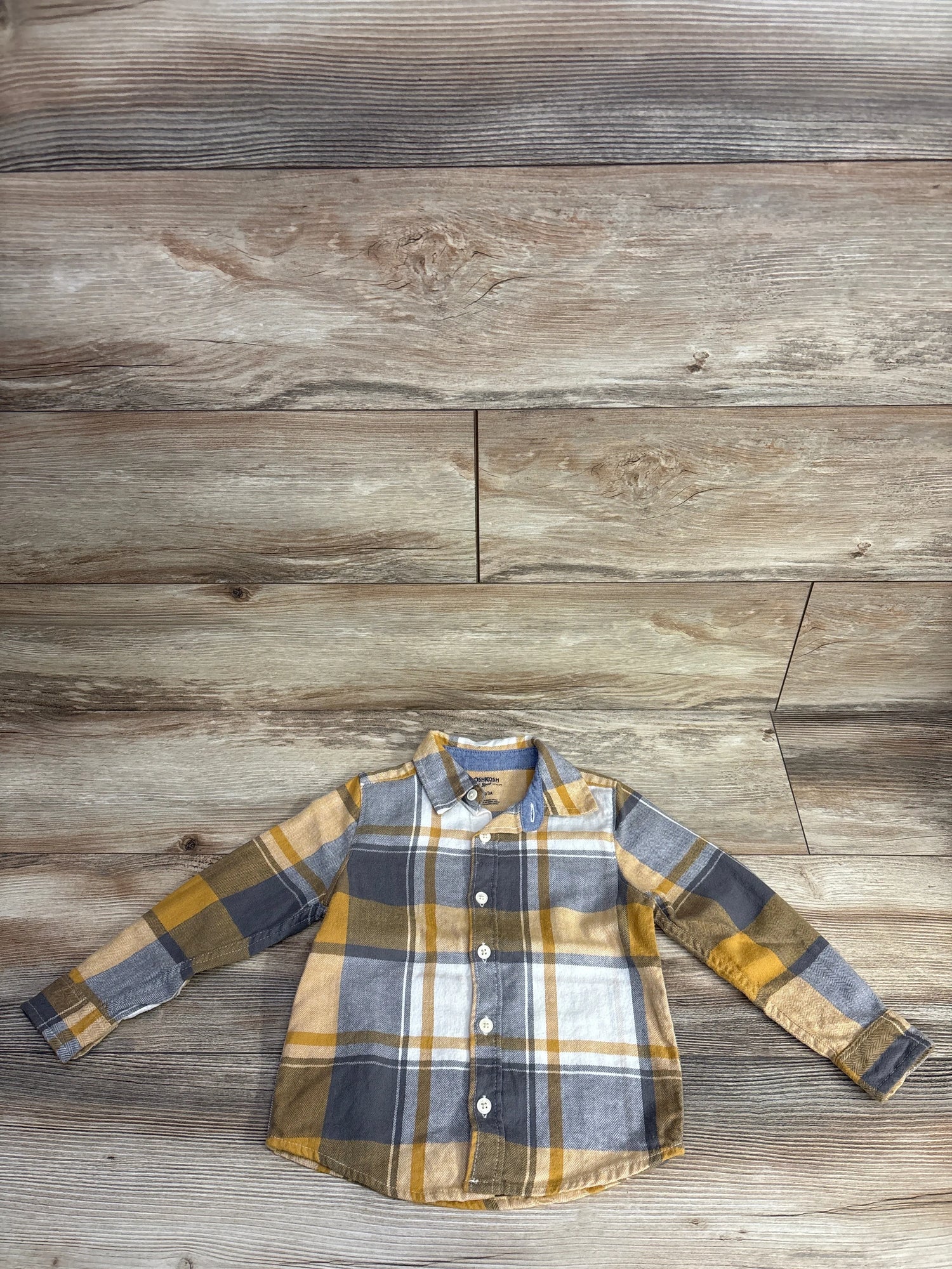 OshKosh Plaid Button Up Shirt Yellow sz 3T