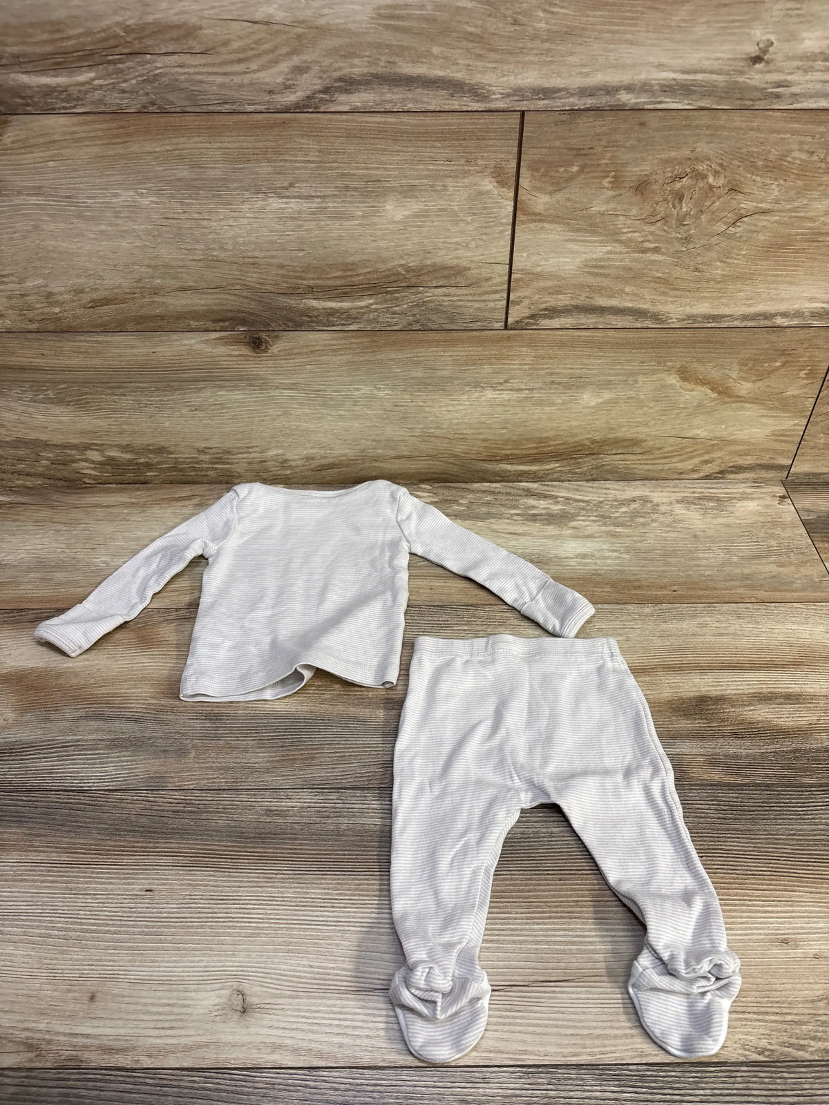 Just One You 2pc white striped shirt and footed pants baby set for 3 months