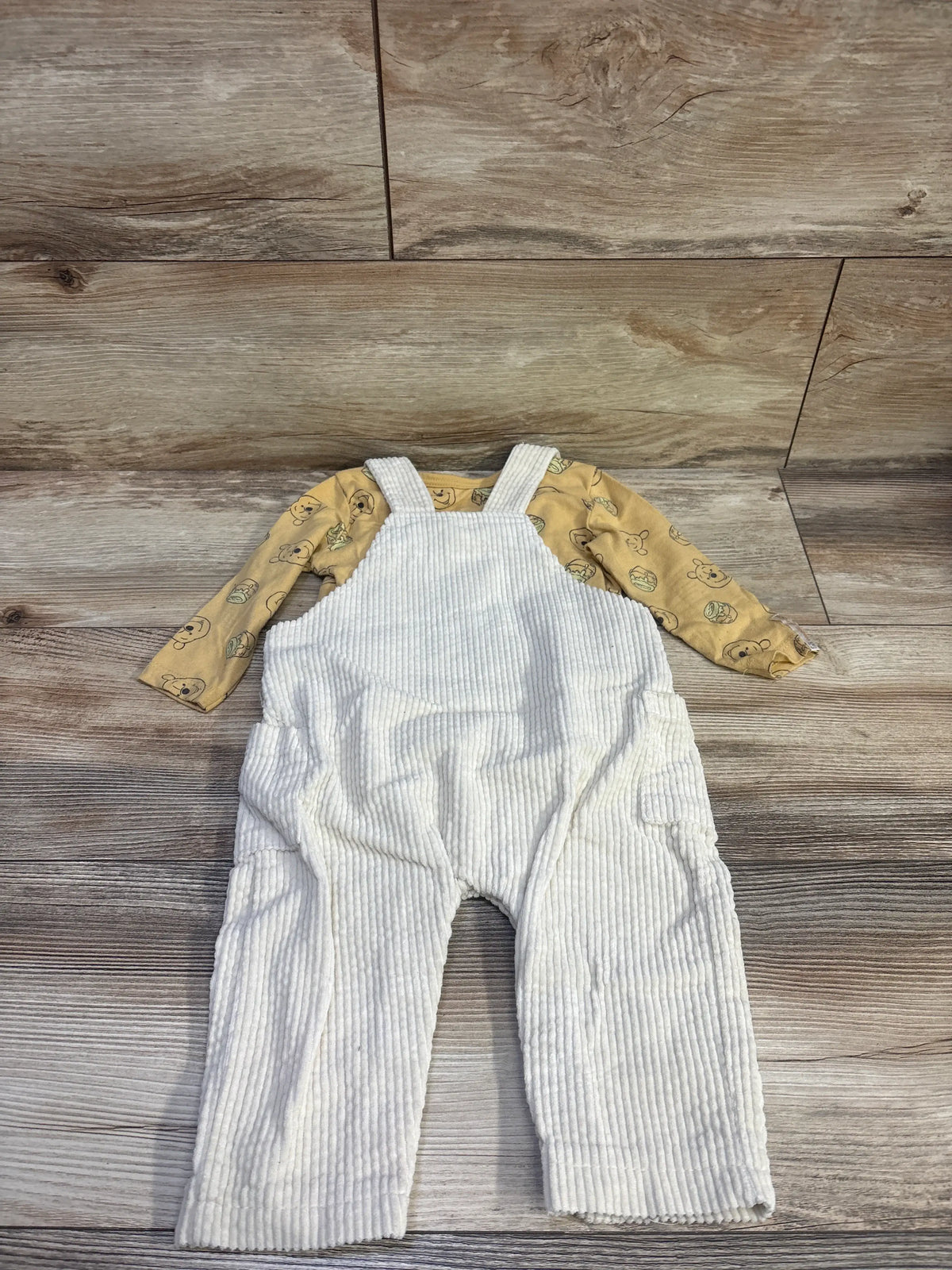 Disney Baby 2pc Winnie The Pooh Corduroy Overall Set Yellow sz 12m