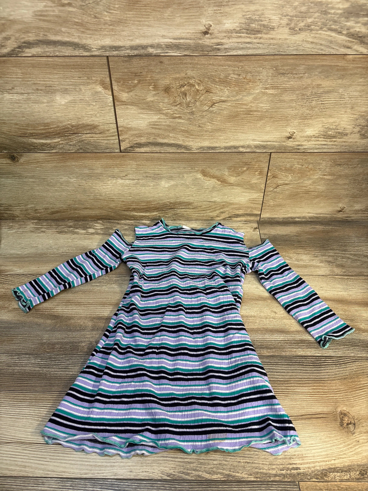 Shein Cold-Shoulder Striped Dress Purple sz 5T