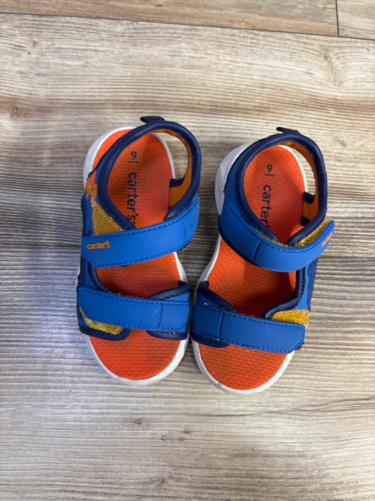 Carter's Light Up Dinosaur Double Strap Sandals Blue sz 9c