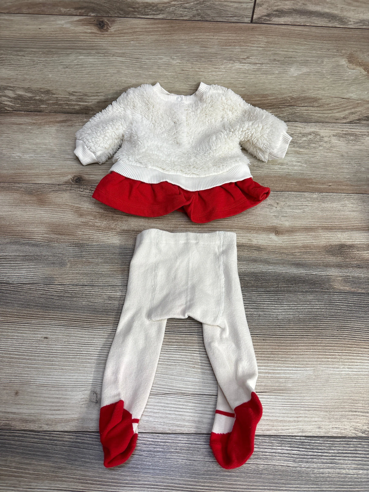 Disney Baby Store Minnie Mouse Sherpa Peplum Sweatshirt White sz 0-3m