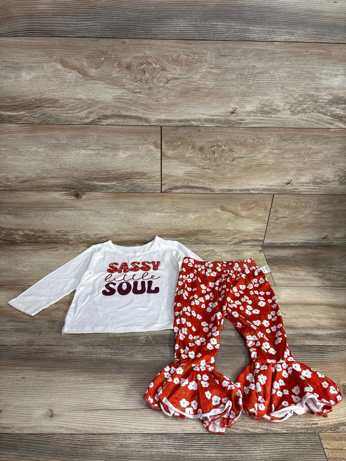 Shein 2pc Sassy Little Soul Shirt & Floral Bottoms Set White sz 12-18m