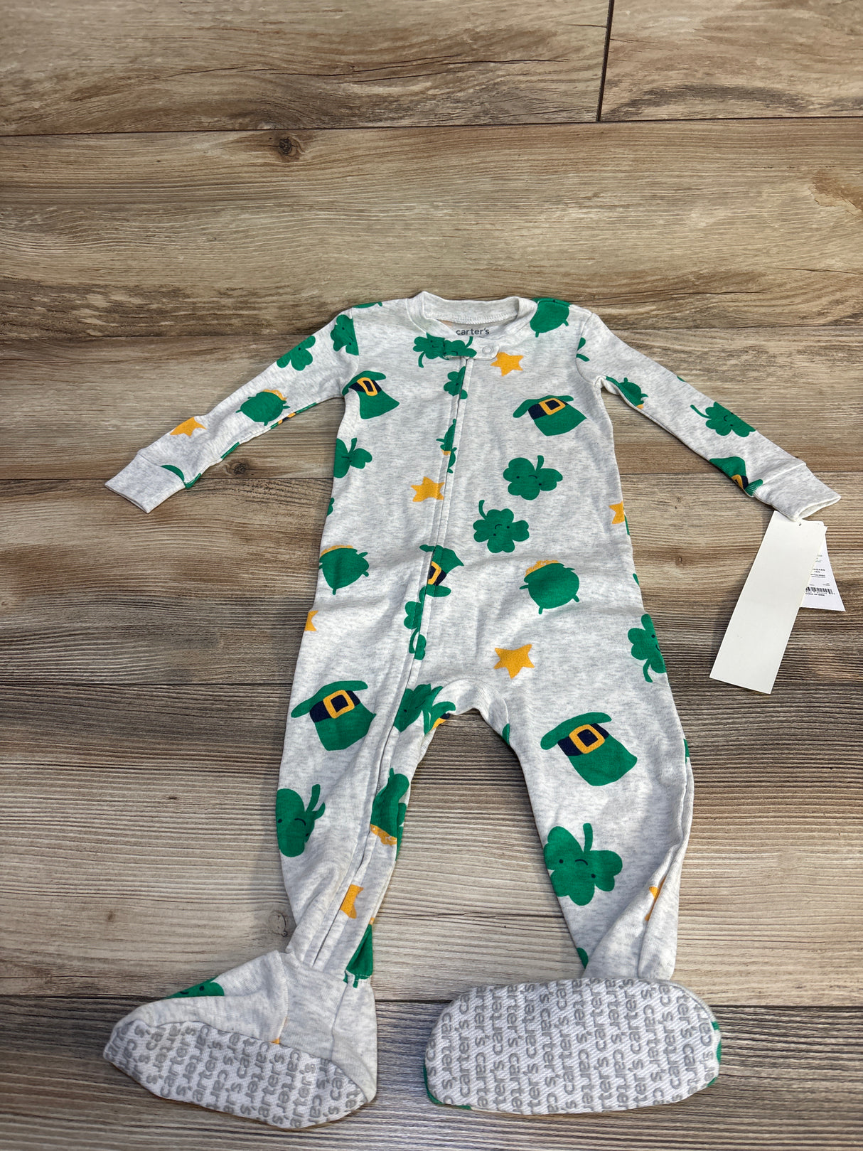 Child Of Mine Shamrock Print Sleeper Grey sz 12m