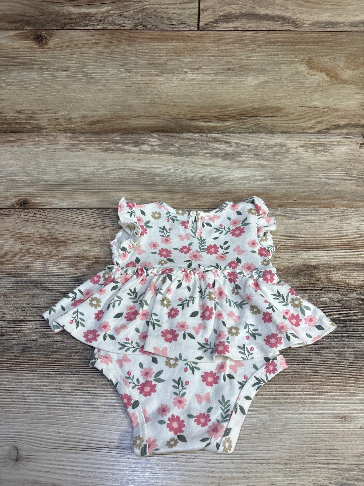 Just Lizzy Floral Skirted Bodysuit Ivory sz 6/9m