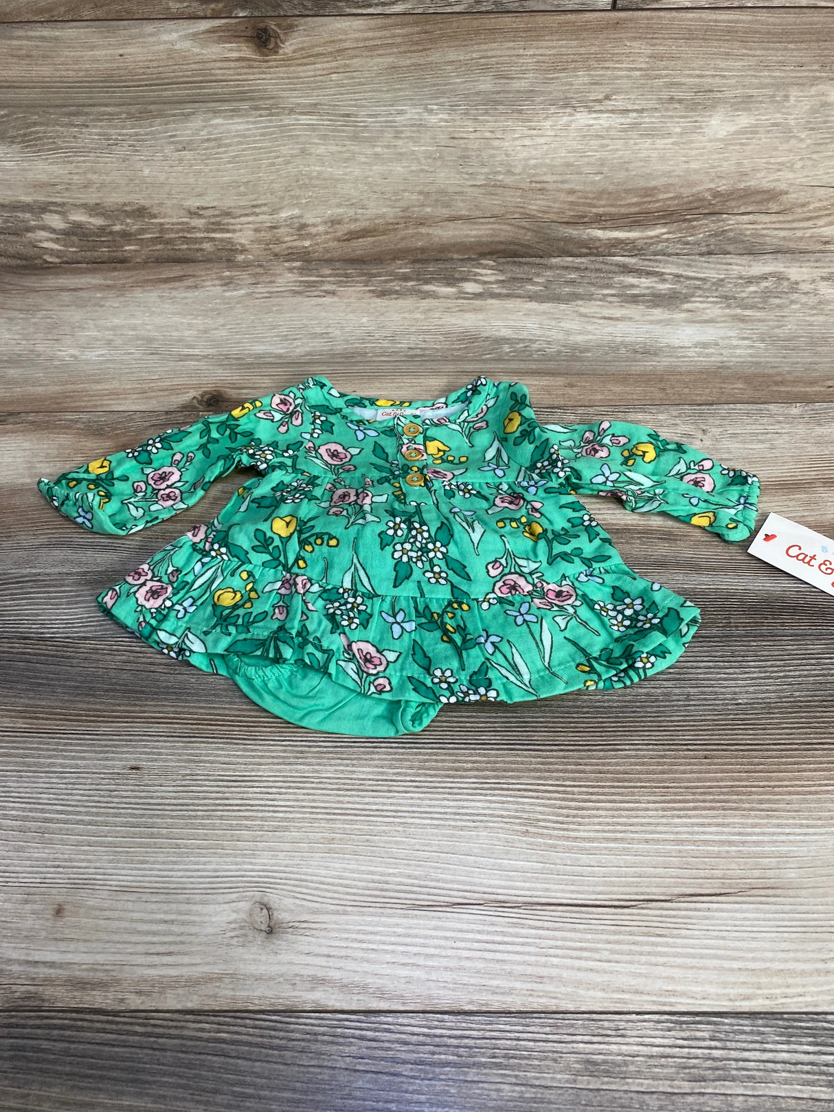 NEW Cat & Jack Floral Henley Dress & Bloomers Green sz Newborn - Me n Mommy To Be