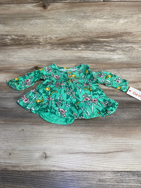 NEW Cat & Jack Floral Henley Dress & Bloomers Green sz Newborn - Me n Mommy To Be