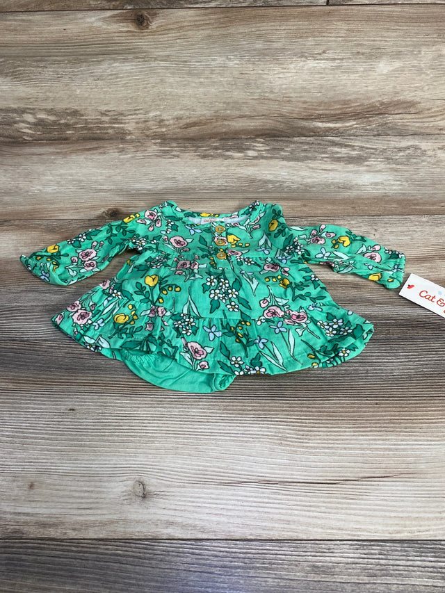 NEW Cat & Jack Floral Henley Dress & Bloomers Green sz Newborn - Me n Mommy To Be