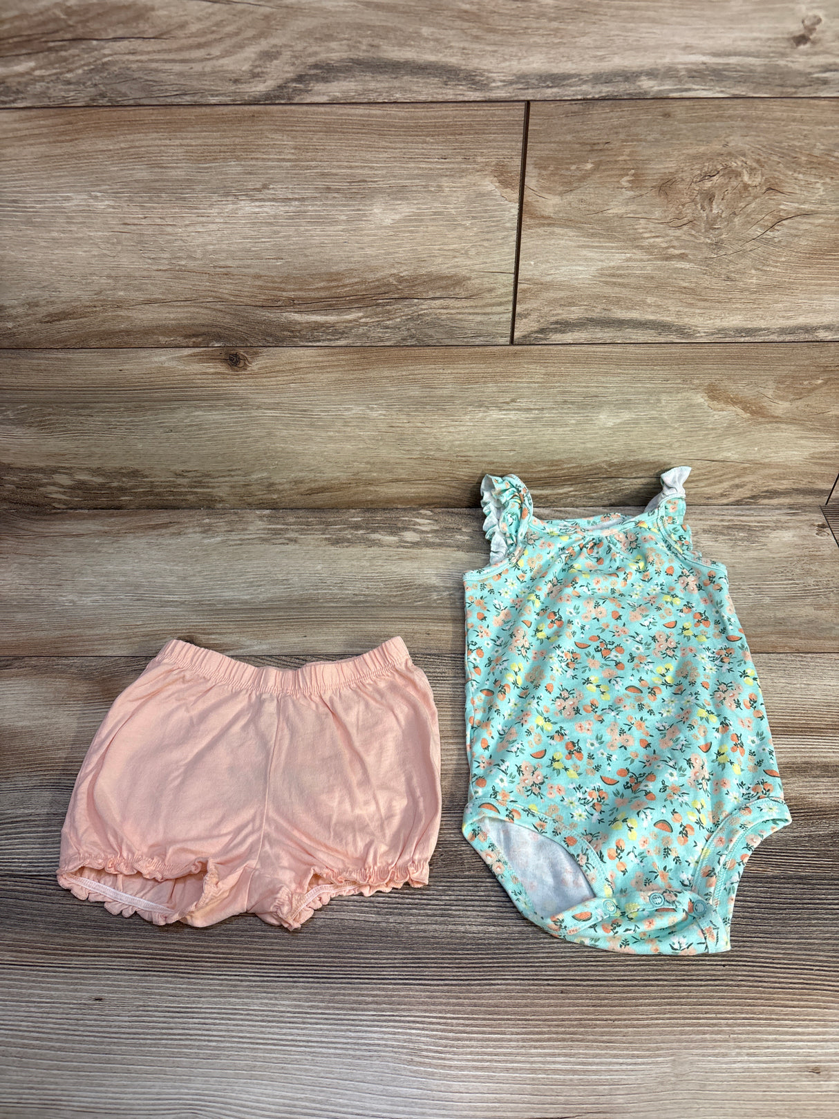 Carter's 2pc Floral Bodysuit & Pants Set Blue sz 24m
