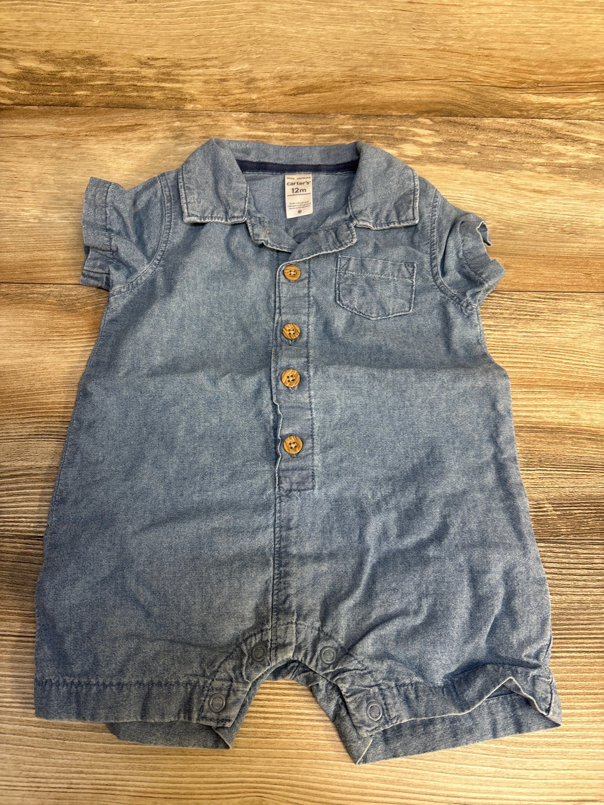 Carter's Polo Chambray Romper Blue sz 12m
