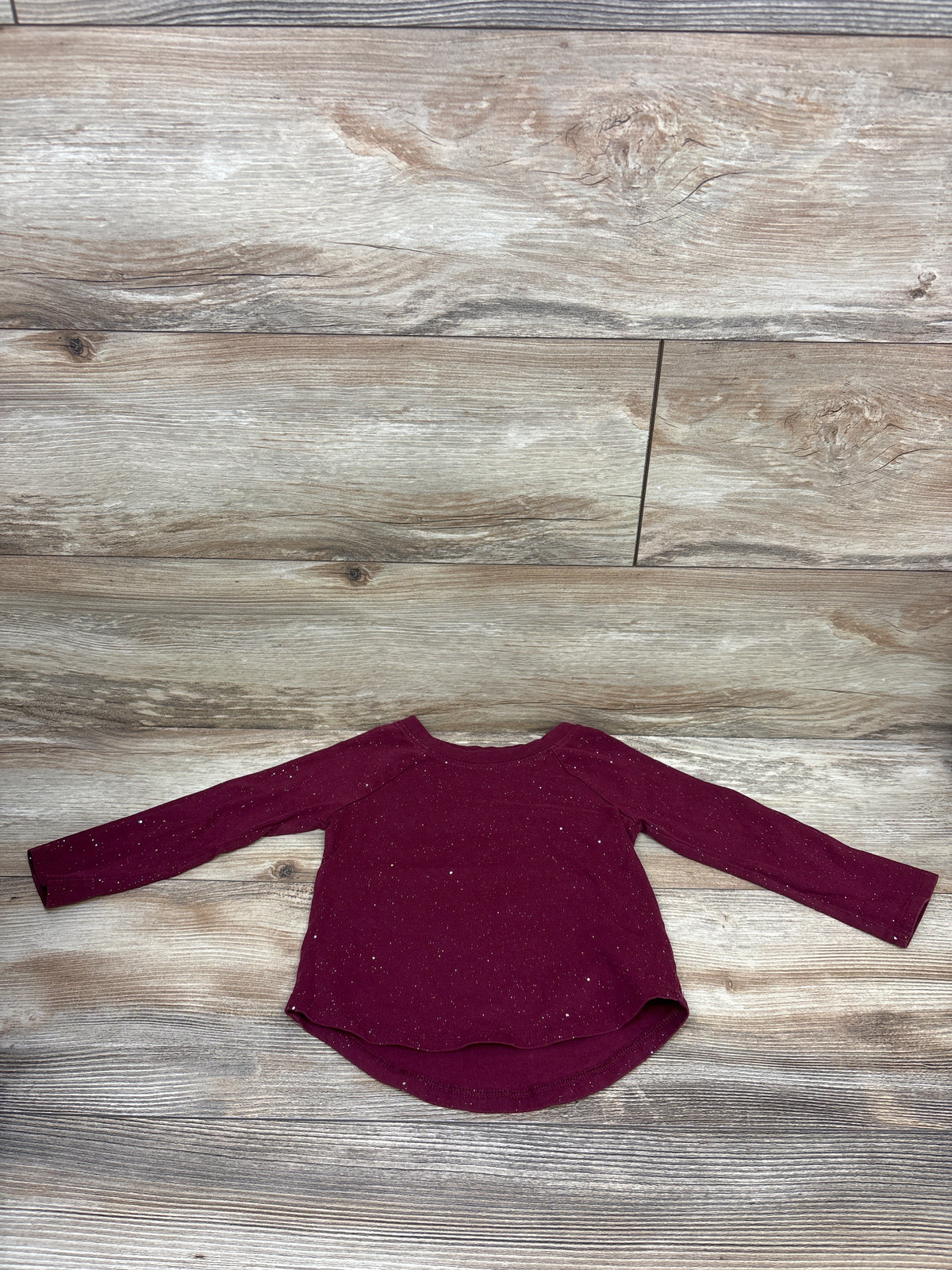Cat & Jack Long Sleeve Glitter Shirt Maroon sz 2T
