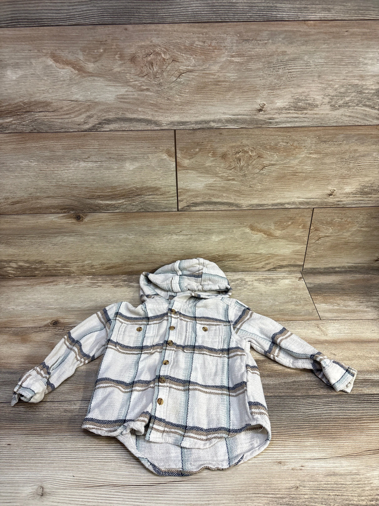 Old Navy Hooded Flannel Beige sz 3T